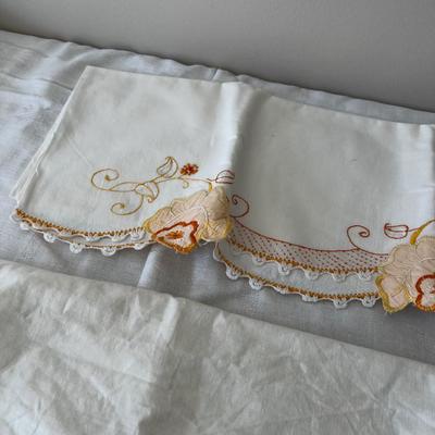 Orange Set of Embroider Pillow Cases. 