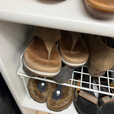 3 Shelves of Sandals and Shoes, Size 7 