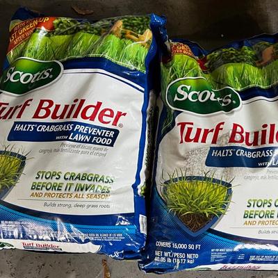 Garage: 2 Bags of Scotts Turf Builder UNOPENED 40 Pounds each