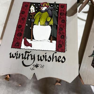 Garage: Season and Holiday Wood Plaques (6) Plus Iron Hanger