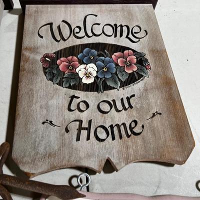 Garage: Season and Holiday Wood Plaques (6) Plus Iron Hanger