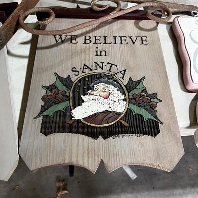 Garage: Season and Holiday Wood Plaques (6) Plus Iron Hanger