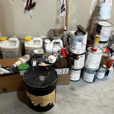 Garage All the Garage Chemicals: Oil, Paint, Fertilizer, Solvents