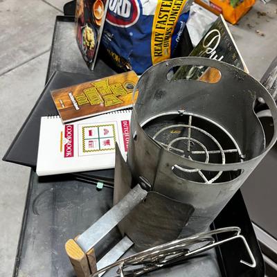 Garage Nice Dutch Oven Stand with Guard  and Detachable Legs, Charcoal, And Starter, AND COOKBOOKS FOR Dutchoven