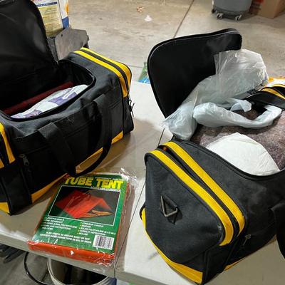 Garage: PREPPERS and Vulnerable people bags: 2 Twin Bug out Survival Kits. 