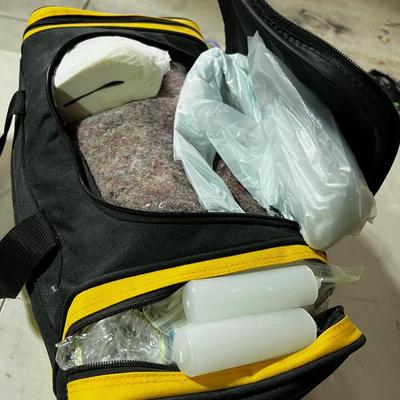 Garage: PREPPERS and Vulnerable people bags: 2 Twin Bug out Survival Kits. 