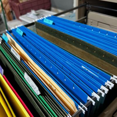 Garage; File Cabinet full of File Hangers. Legal Size