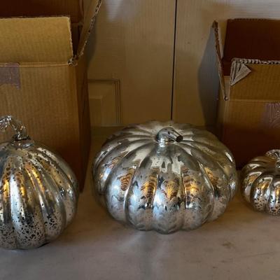 3 Mercury GLASS Pumpkins NICE!
