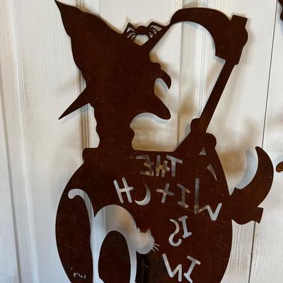 2 Metal Yard Steaks Rusty Iron, Witch & Cat
