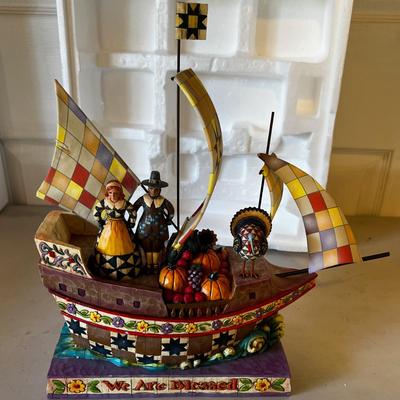 "WE ARE BLESSED" Pilgrim Vessel by Jim Shore Pilgrim Seeking Hope Bounty & Joy