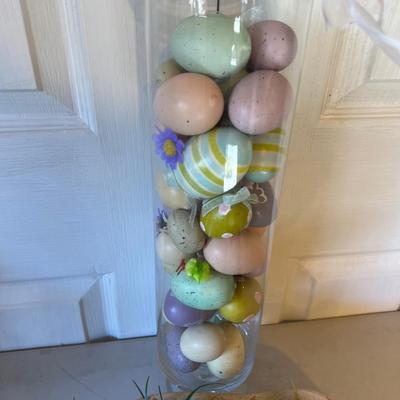 Lot of Easter DÃ©cor' Glass Vase with Eggs and Ducks in a Bowl 