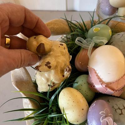 Lot of Easter DÃ©cor' Glass Vase with Eggs and Ducks in a Bowl 