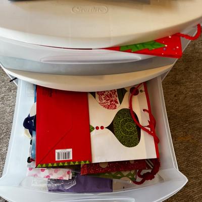 3 Drawer Cabinet full of Tissue, Ribbon and Bags