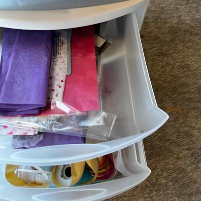 3 Drawer Cabinet full of Tissue, Ribbon and Bags