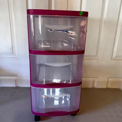 Plastic Wheeled Hot Pink Drawer Set