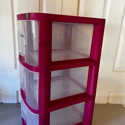 Plastic Wheeled Hot Pink Drawer Set