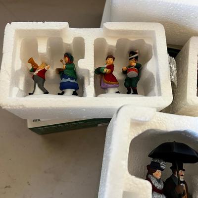 (4) Department 56 Figurines and benches in Original Boxes