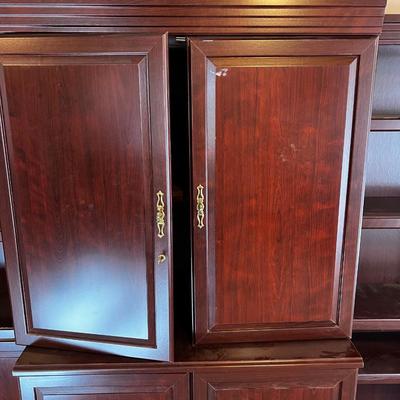 LARGE CHERRY FINISH COMPUTER STATION