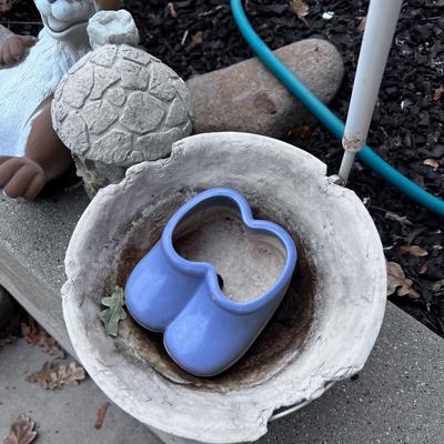 Pile of Yard ART: Rabbit, Faucet Planter, Bird House