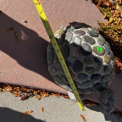 Concrete Turtle with River Rock Shell