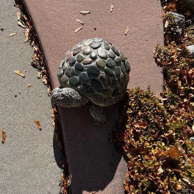 Concrete Turtle with River Rock Shell