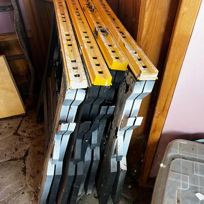4 Plastic Folding Saw Horses. 