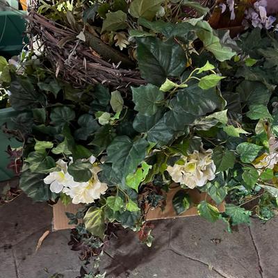 4 Baskets and Boxes of Silk Flowers