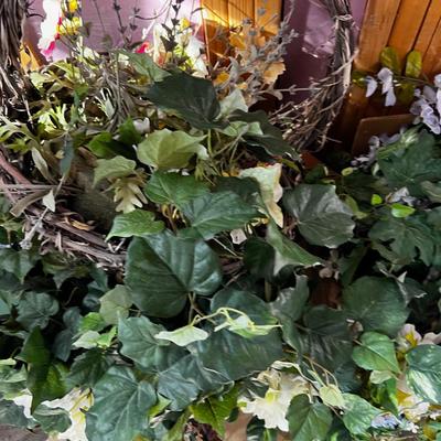 4 Baskets and Boxes of Silk Flowers