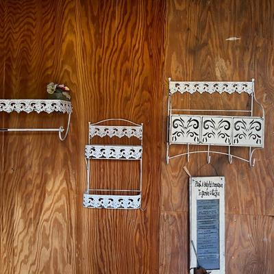 3 Wall Metal Wall Shelves and a Wall Plaque