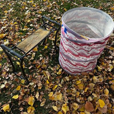 Garden Bench and Collapsible Leaf Holder