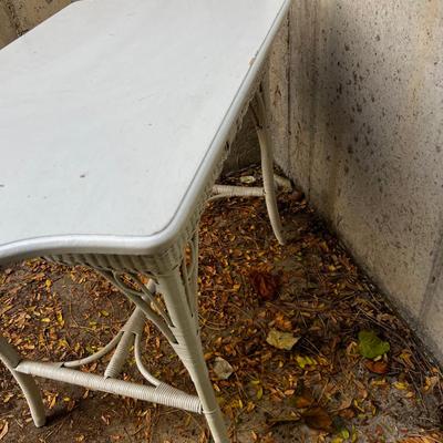 Antique Wicker Table with Wood Top