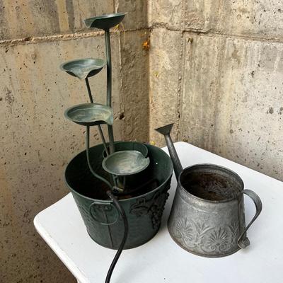 Little Tin Watering Can and Small Fountain. 