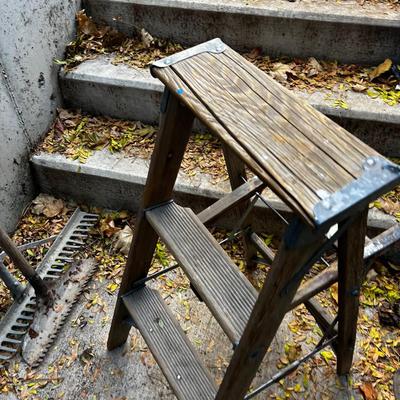Vintage Wood Step Ladder 