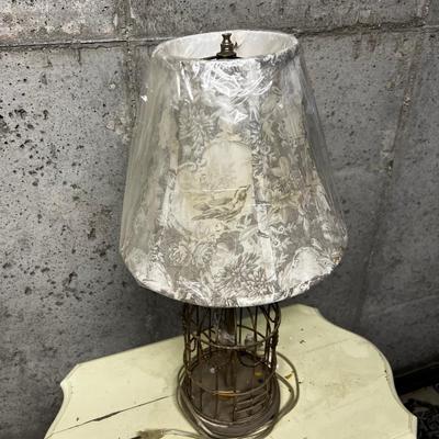 Magazine Rack with Lamp Attached to it. Weathered 