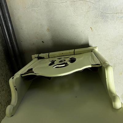 Magazine Rack with Lamp Attached to it. Weathered 