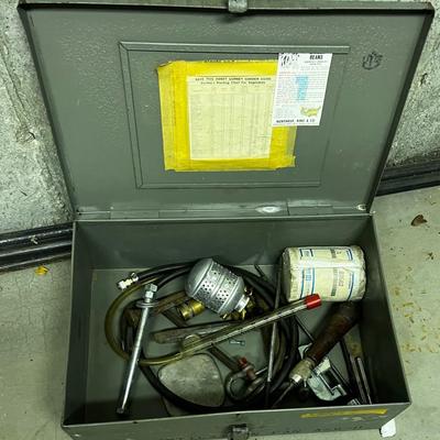 Metal Storage Box GRAY with Old Tools