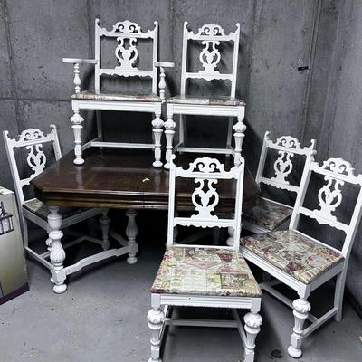 Jacobian Dining Table with 6 Chairs - 1 Captain & 5 Side