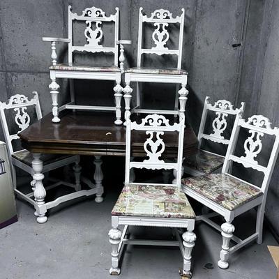 Jacobian Dining Table with 6 Chairs - 1 Captain & 5 Side