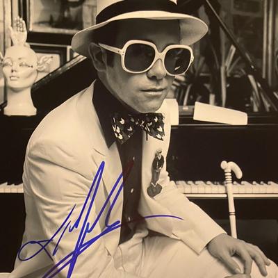 Elton John signed photo