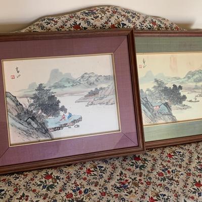 PAIR of Signed Asian Framed Water Colors