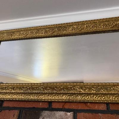 Beautiful Antique Heavy Gold Gilt Rectangular Mirror