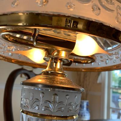 Heavy Glass Lamp Brass Base Tested Works Great