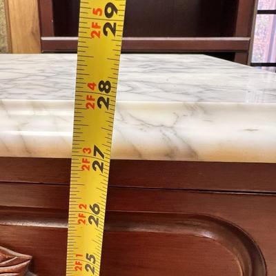 Antique Mahogany Marble Top Harp Side Table