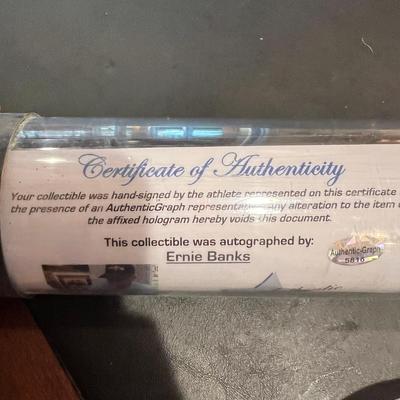 Earnie Banks Autographed Bat w Authenticity Certificate