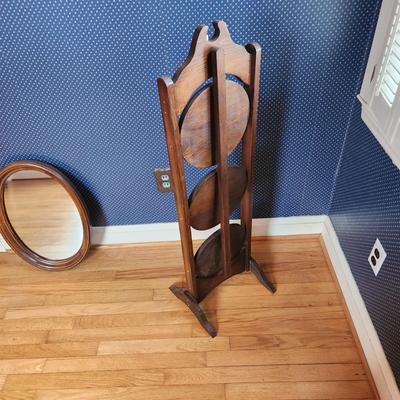 Vintage 3 tier Wood Folding Pie Stand 42" Tall 10" Diameter