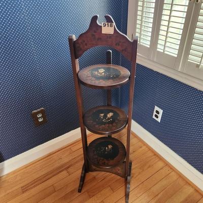 Vintage 3 tier Wood Folding Pie Stand 42" Tall 10" Diameter