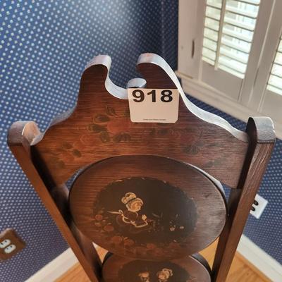 Vintage 3 tier Wood Folding Pie Stand 42" Tall 10" Diameter