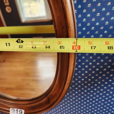 Heavy Oval Wood framed Mirror  16" x21"