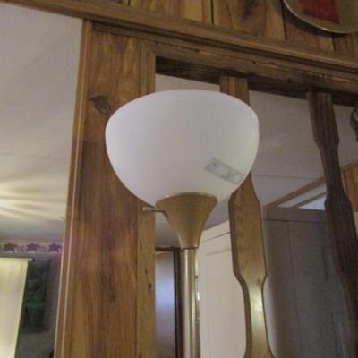 Pair of Floor Lamps- Metal Post, Plastic Shade- Approx 71