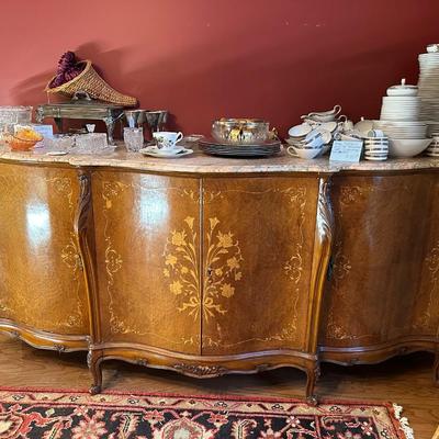 Lot 1: Antique Marble Top Buffet & More